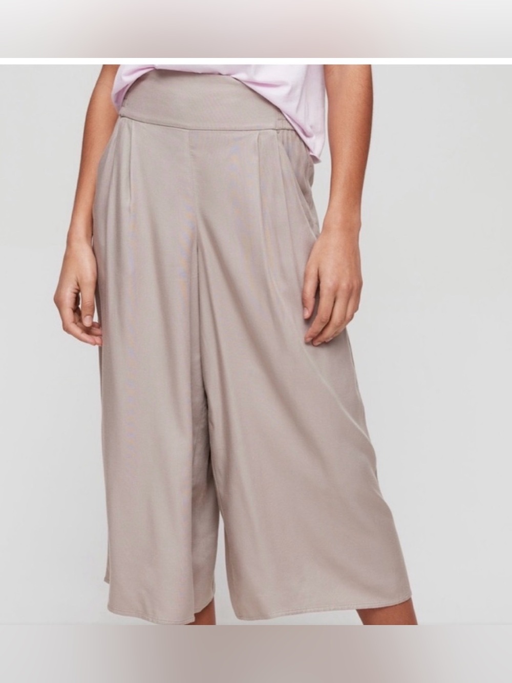 Aritzia Sunday Best Cream Sullivan Pant Wide Leg Elastic Waist Culottes gaucho